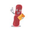 Happy bacillus bacteria mascot design concept with brown envelope