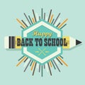 Happy Back To School colorful sun burst emblem design element