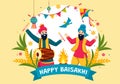 Happy Baisakhi Vector Illustration of Vaisakhi Punjabi Spring Harvest Festival of Sikh Celebration with Drum and Kite