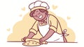 Happy Baker Kneading Dough, Joyful Culinary Creation, Kitchen Fun, vector design Generative AI Royalty Free Stock Photo