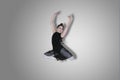 Happy ballet dancer performs elegant jump Royalty Free Stock Photo