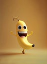 Happy Banana Character with big eyes and a big smile on it