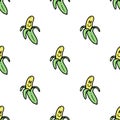 HAPPY BANANA COLOR SEAMLESS PATTERN WHITE