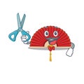 Happy Barber chinese folding fan mascot cartoon character style