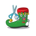 Happy Barber elf shoes mascot cartoon character style