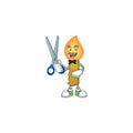 Happy Barber gold candle mascot cartoon character style