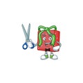 Happy Barber red gift box mascot cartoon character style