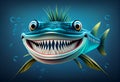 Happy barracuda with widely opened mouth Royalty Free Stock Photo