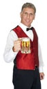 Happy Bartender Serving Beer Isolated