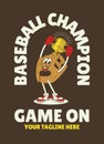 Happy Baseball Champion Mascot Character in Retro Style Royalty Free Stock Photo