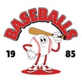 Happy Baseball Mascot Character in Retro Style Royalty Free Stock Photo