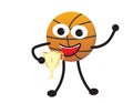 Happy Basketball character holding a trophy