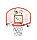 Happy basketball hoop cartoon