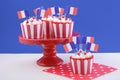 Happy Bastille Day cupcakes. Royalty Free Stock Photo