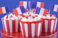 Happy Bastille Day cupcakes. Royalty Free Stock Photo