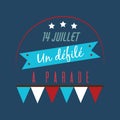 Happy Bastille Day greetings card design. 14th july independence day vive la france Creative Vector illustration, card Royalty Free Stock Photo