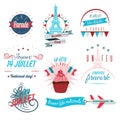 Set of Happy Bastille Day greetings card design. 14th july independence day vive la france Creative Vector illustration Royalty Free Stock Photo