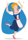 Happy Bavarian Woman Celebrating Oktoberfest, Vector Illustration