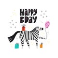 Happy Bday flat vector greeting card template Royalty Free Stock Photo