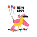 Happy bday wishes childish greeting card template Royalty Free Stock Photo