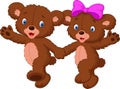 Happy bear cartoon couple Royalty Free Stock Photo