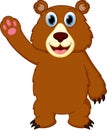 Happy bear cartoon waving hand