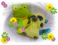 Happy bear friendship and happy birthday and children pets love and flowers and teddys