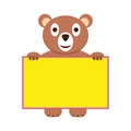 Happy bear holding a empty frame. Vector illustration Royalty Free Stock Photo