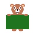 Happy bear holding a empty frame. Royalty Free Stock Photo