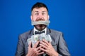 Happy bearded man has a lot of money. Business and sport success. winning a lottery. businessman after great deal Royalty Free Stock Photo