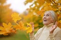 Happy beautifil elderly woman posing Royalty Free Stock Photo
