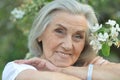 Portrait of happy beautifil elderly woman posing Royalty Free Stock Photo