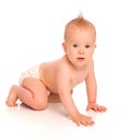 Happy beautiful baby in a diaper isolated Royalty Free Stock Photo