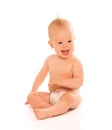Happy beautiful baby in a diaper isolated Royalty Free Stock Photo