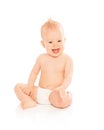 Happy beautiful baby in a diaper isolated Royalty Free Stock Photo