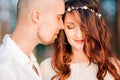 Happy beautiful couple bride and groom - close-up portrait Royalty Free Stock Photo
