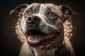 happy beautiful dog pet breed american staffordshire terrier illustration Generative AI