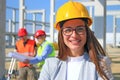 Happy beautiful female architect and construction engineers Royalty Free Stock Photo