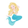 Happy and beautiful mermaid on white background. Print for t shirts or kids fashion artworks, children books. Fashion illustration Royalty Free Stock Photo