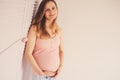 Happy beautiful pregnant woman at home Royalty Free Stock Photo