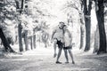 Happy senior couple walking and enjoying life outdoors Royalty Free Stock Photo