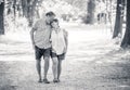 Happy senior couple walking and enjoying life outdoors Royalty Free Stock Photo