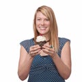 Woman with cupcake