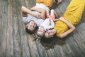 Happy beautiful young family father, mother and daughter smilin Royalty Free Stock Photo