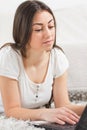 Happy Beautiful Young Student Girl Using Laptop Royalty Free Stock Photo