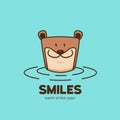 Happy beaver otter logo icon. otter on the water animal logo illustration Royalty Free Stock Photo