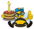 Happy Bee with birthady cake Royalty Free Stock Photo