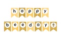 Happy Bee Day party decoration graphic elements. Sweet honey kids birthday party decor. Bunting flags. Cut Vector