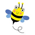 Happy Bee flying cartoon character. Royalty Free Stock Photo