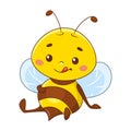 Happy bee patting full tummy cartoon vector illustration